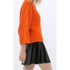 Zara Vegan Leather Pleated Mini Skirt